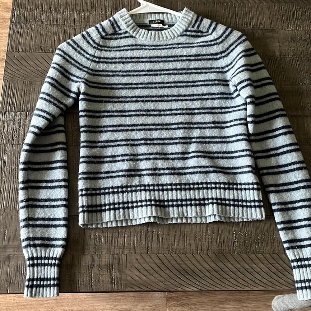 dark blue and light blue crew neck